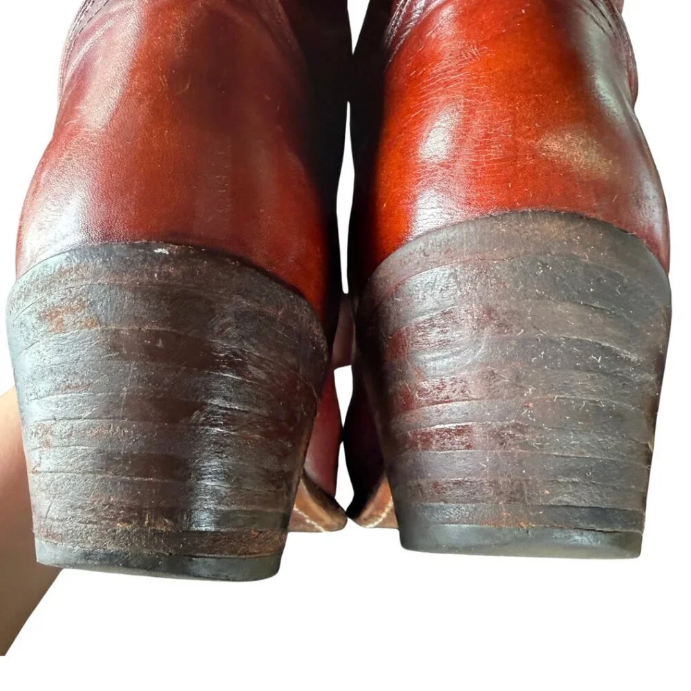 FRYE Mens Billy Mahogany Vintage Leather Western Cowboy Boots Mens Size 9.5 - Picture 9 of 9